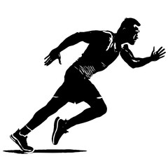 Wall Mural - Profile shot of a man running isolated vector silhouette