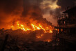 Fiery skies glare over smoldering ruins baring Gazas fiery conflict aftermath 