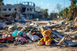Childrens toys scattered amongst rubble subtle testimonies of Gazas displaced youth 