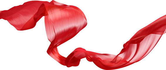 Wall Mural - red cloth flying the wind isolated on transparency background 3d render