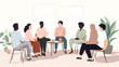 © Exuberation  - A group of individuals gather at a support meeting, sharing their struggles and receiving comfort from one another.
