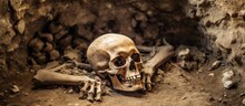 Ancient Tomb Holds Ancient Skeleton With Copyspace For Text