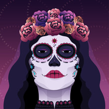 Woman With Makeup Celebrating Mexican Cultural Event - Day Of The Dead