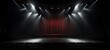 Empty 3d room background template - Theater stage with black red velvet curtains and spotlights