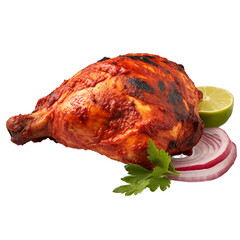 tasty tandoori chicken isolated on white background, ai generated