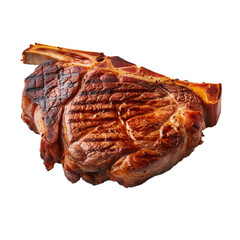 Wall Mural - tasty grilled porterhouse steak isolated on white background, ai generated