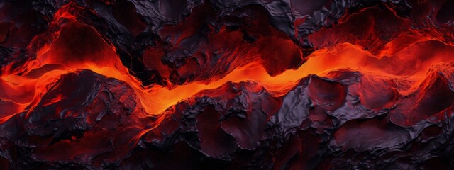 Wall Mural - Lava texture fire background rock volcano magma molten hell hot flow flame pattern seamless. Earth lava crack volcanic texture ground fire burn explosion stone liquid black red inferno planet relief.