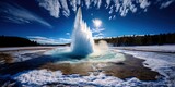 Spectacular geyser eruption unleashing nature power amidst the breathtaking landscapes of a national park , concept of Magical geothermal phenomenon