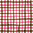 Pink Brown Gingham Check Hand Drawn Background