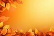 Orange autumn background with falling leaves. A natural banner with room for text. Generative AI