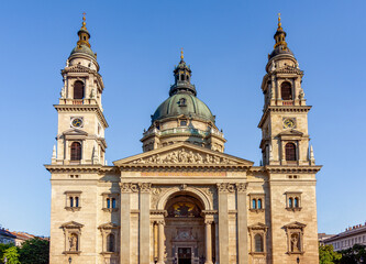 Wall Mural - St. Stephen's basilica in center of Budapest, Hungary (inscription 