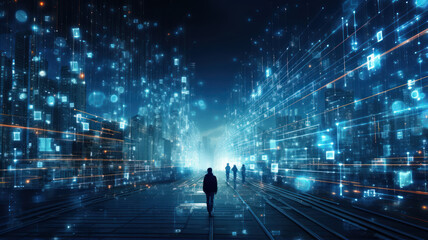 Interwoven Numbers on Futuristic Tech Background