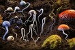 Microscopic view of nematodes, fungi and other microorganisms in soil. Generative AI