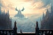 Ornate gothic gargoyles, perched atop ancient cathedrals, watching over the city below - Generative AI