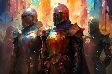 Poster - Noble knights clad in shining armor - Generative AI