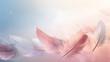 An ethereal background of floating feathers against a soft gradient backdrop. 