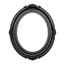Black Vintage Ornate Oval Picture Frame Isolated On Transparent Background, Antique Old Oval Dark Grey Baroque Victorian Style Frame Mock Up For Painting, Art, Wall Art, Artwork, Photo, Image Mockup