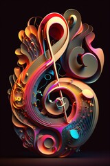 Wall Mural - abstract multicolor music background with clef