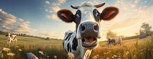 Crazy Cow On Pasture