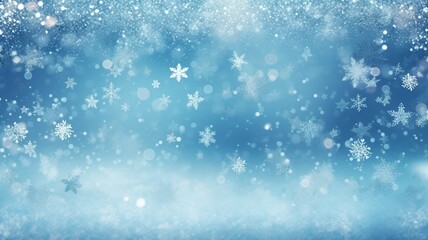 Poster -  Icy Blue and Silver Snowflakes Background