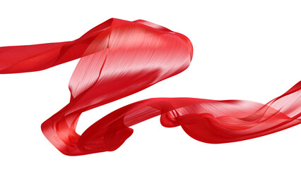Wall Mural - red cloth flying the wind isolated on transparency background 3d render