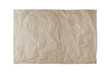 © katyamaximenko - Brown crumpled rectangle sheet of paper with smooth edge isolated on white, transparent background, PNG. Recycled craft paper wrinkled, creased texture. Template, mockup with copy space for text.