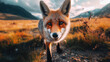 Retrato de un zorro salvaje en la naturaleza mirando a cámara