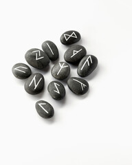 Group of rune stones on white background 