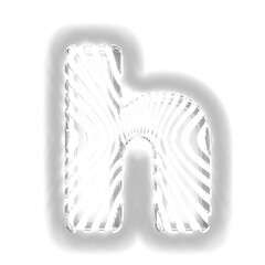 White symbol with ultra thin silver luminous vertical straps. letter h