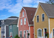 Row of colorful wooden clapboard houses