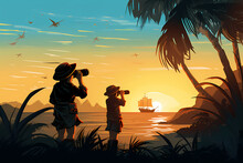 Pirate Kids Adventure Cartoon Illustration	