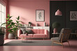 The living room in the ed image has a pink wall. Generative AI