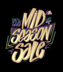 Wall Mural - Mid season sale, special offer, web banner lettering design