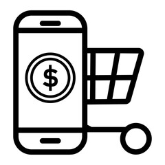 Online mobile payment icon. smartphone, shopping cart