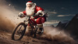 Santa Claus is conquering challenging mountain biking trails