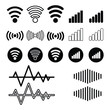 Wi-fi, wireless connection, antenna signal strength icon. Vector on isolated white background