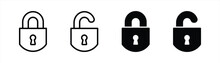 Padlock Icon Set. Open And Close Padlock Icon. Security Icon Symbol Sign. Vector Illustration