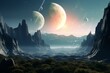 Image showing planets and natural scenery. Generative AI