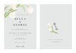 Grey minimalist white tulips and leaves wedding invitation