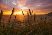 A Beautiful Golden Sunset On The Big Sur Coastline Of California Central Coast