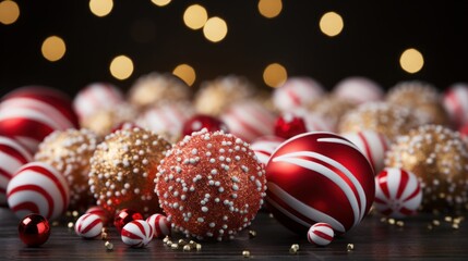 christmas red candy canes and candles, copy space, christmas background and wallpaper