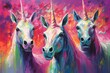 Majestic unicorns with shimmering silver horns - Generative AI