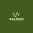 © ammera - simple bear and spruce tree line art logo design.  icon template vector illustration design. minimalist grizzly and spruce logo concept