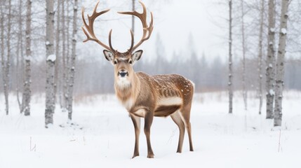 Wall Mural - Close-up of a Christmas elk in the snow