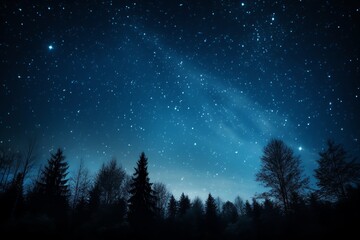 starry sky at night above the mountain range