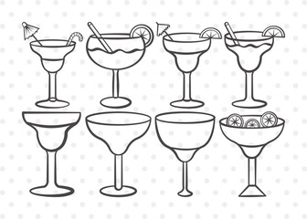 Wall Mural - Margarita Glass Clipart SVG Cut File | Martini Glass Svg | Lime Svg | Bundle | Eps | Dxf | Png