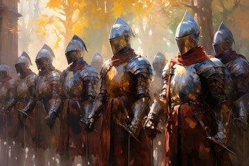 Sticker - Noble knights clad in shining armor - Generative AI