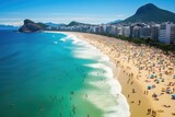 Fototapeta Most - View of Copacabana beach, Rio de Janeiro, Brazil, Copacabana beach in Rio de Janeiro, Brazil. Copacabana beach is the most famous beach of Rio de Janeiro, Brazil, AI Generated