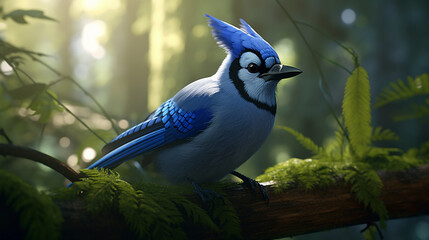 Wall Mural - blue jay on a branch