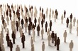 Large group of people standing in a row. 3d illustration, Crowd of people on white background. 3d render illustration, AI Generated